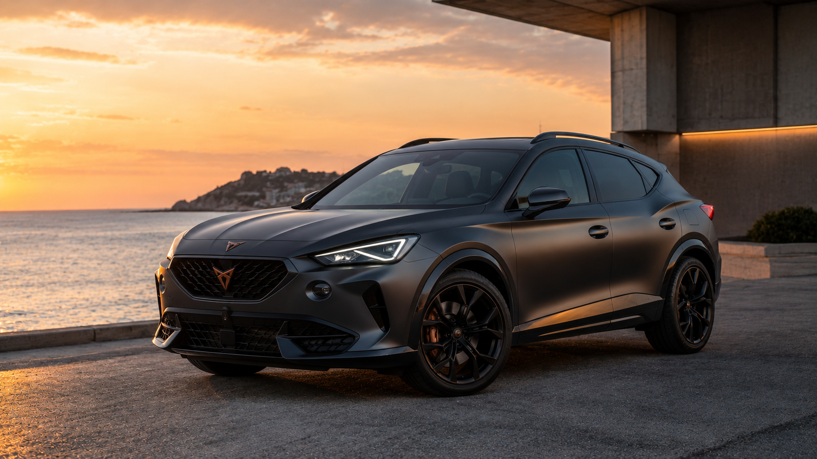 cupra formentor Cupra Formentor gris mat sur route de montagne en Europe, SUV sportif au design agressif et moderne
